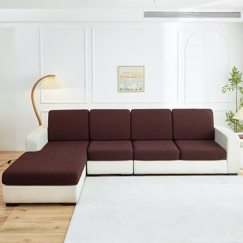 Wasserabweisender Bezug für Sitz- und Rückenkissen, Schokoladenbraun, auf den Sitz- und Rückenkissen eines Sofas