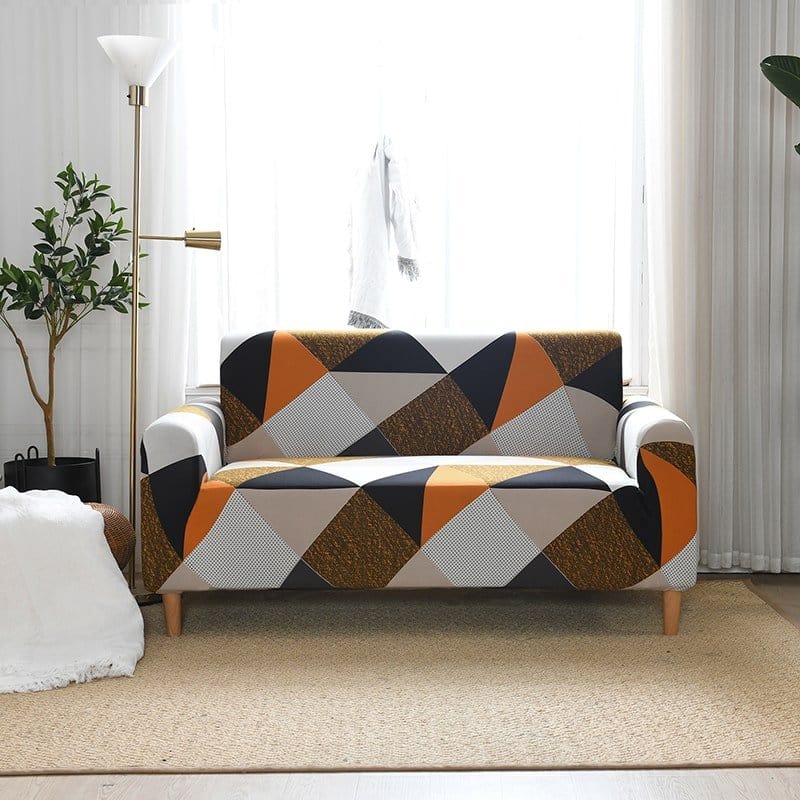 Wasserabweisender Sofabezug Geometrisch Braun und Beige